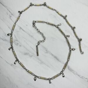 Brighton Vintage Esmeralda Heart Silver Gold Chain Belt XL ✨